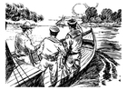 Disegni da colorare 3 uomini in barca