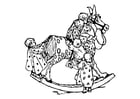 Disegni da colorare bimbi sul cavallo a dondolo