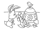 Coniglietto di pasqua con uovo di Pasqua e pulcino