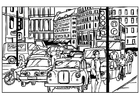 Disegni da colorare il traffico in città