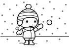 Disegni da colorare Tirare palle di neve