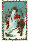 bambini che fanno un pupazzo di neve