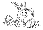 Disegni da colorare Coniglietto di pasqua con il pulcino di pasqua