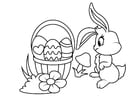 Disegno da colorare Coniglietto pasquale con cesto pasquale