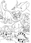 Disegni da colorare Dinosauri nel paesaggio