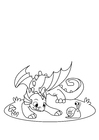 Disegno da colorare il drago gioca con la lumaca