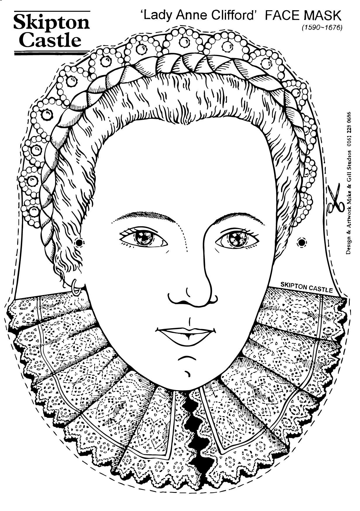 Disegno da colorare contessa anne clifford - maschera