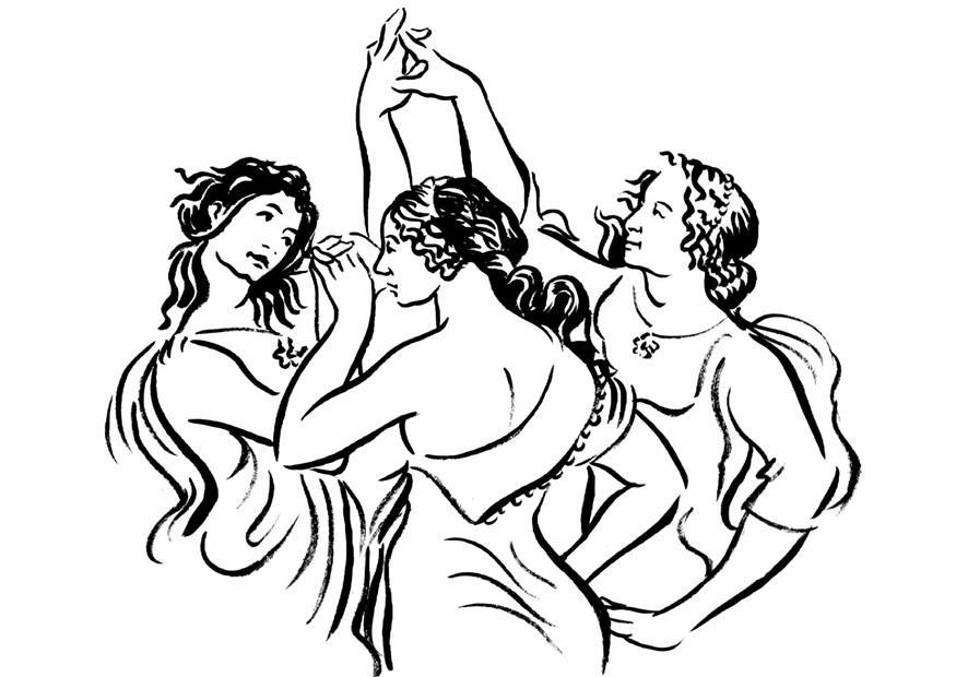 Disegno da colorare donne danzanti