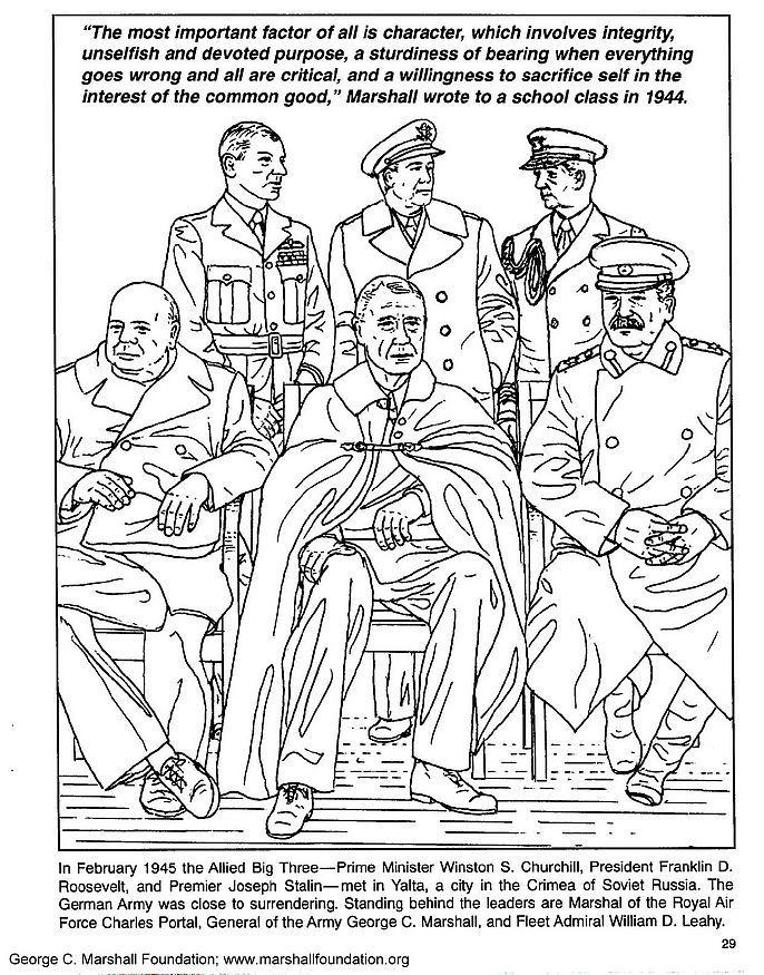 Disegno da colorare marshall, churchill, roosevelt, stalin, portal