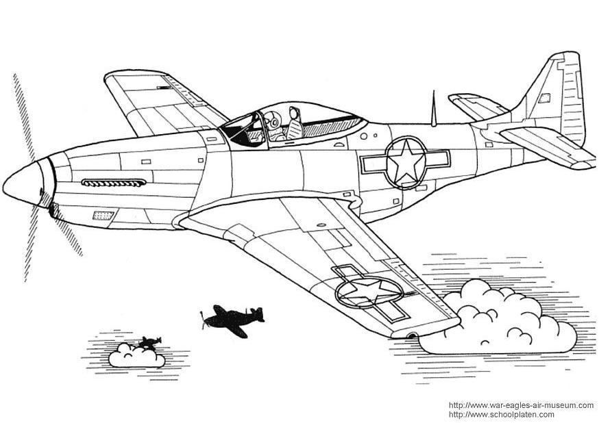 Disegno da colorare mustang p-51