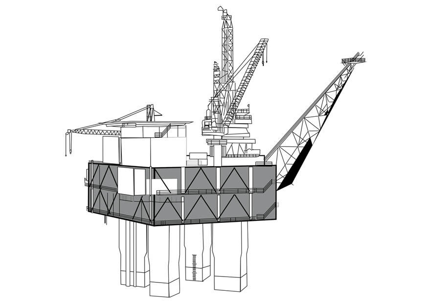 Disegno da colorare piattaforma petrolifera