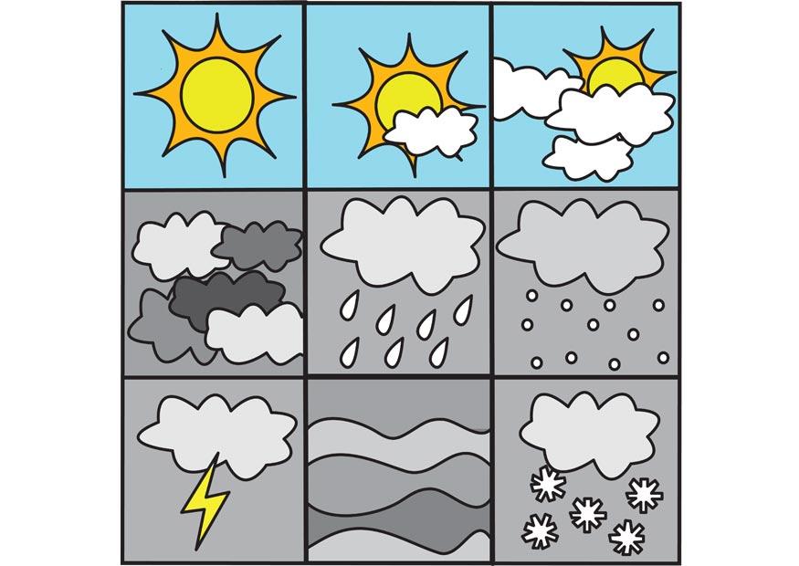 Disegno da colorare pittogrammi meteo 1