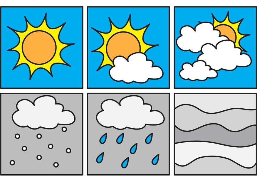 Disegno da colorare pittogrammi meteo 2