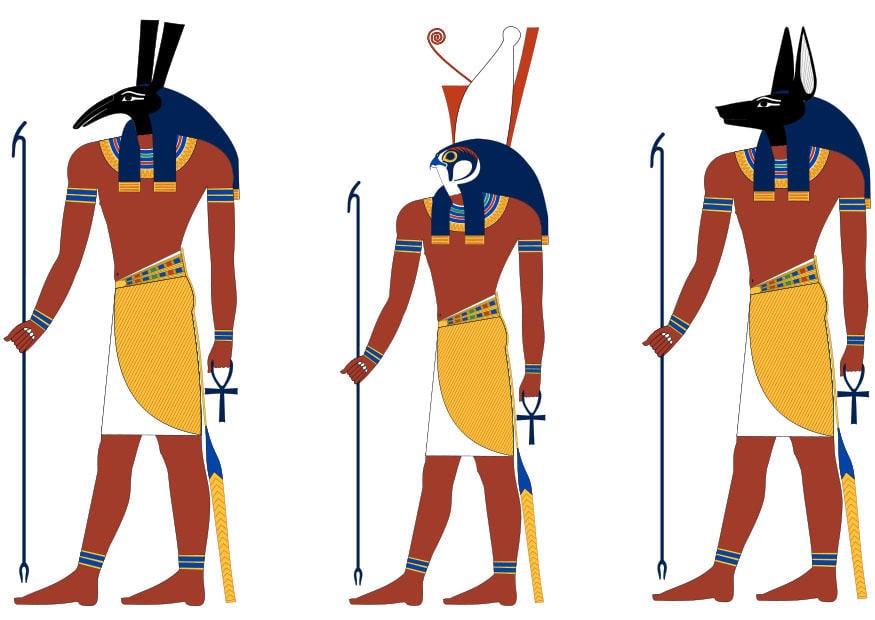 immagine set, horus & anubis