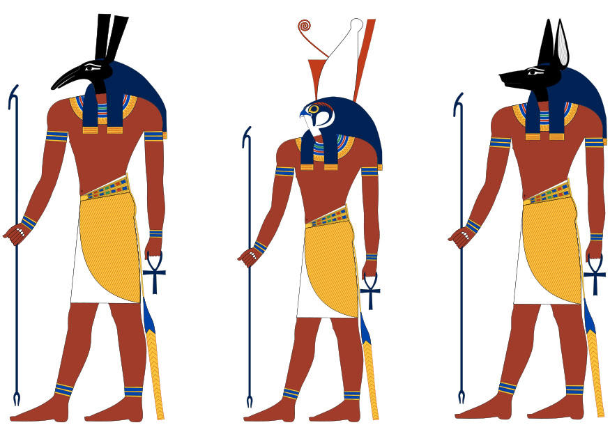 immagine set, horus e anubis